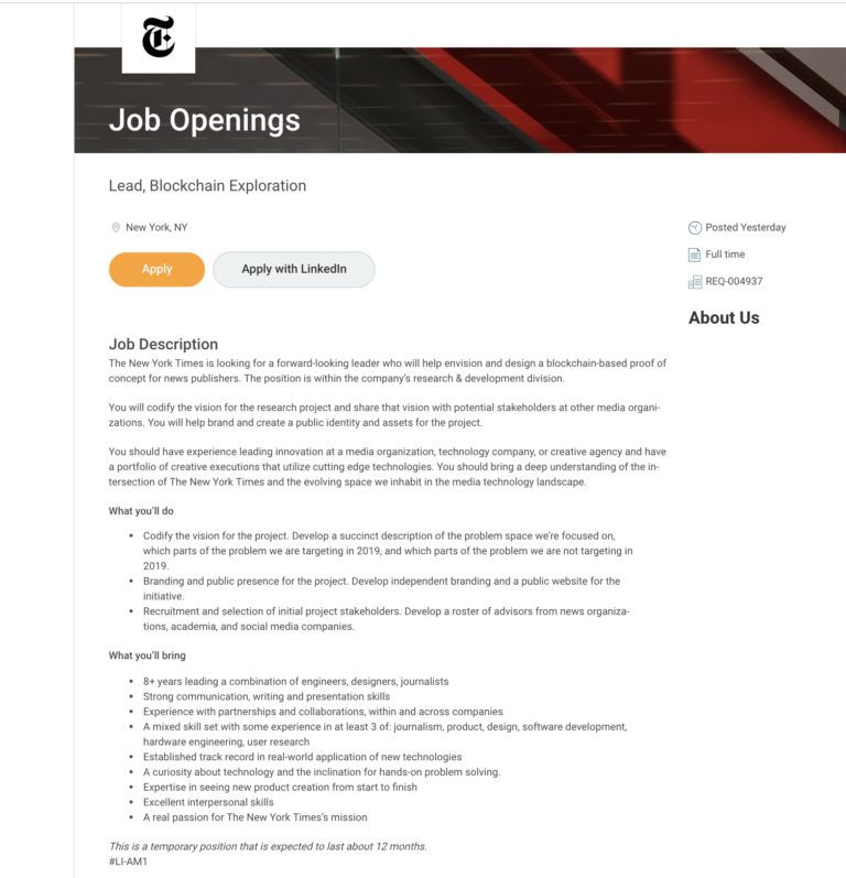 The New York Times Is Planning to Experiment With Blockchain Publishing The New York Times Is Planning to Experiment With Blockchain Publishing