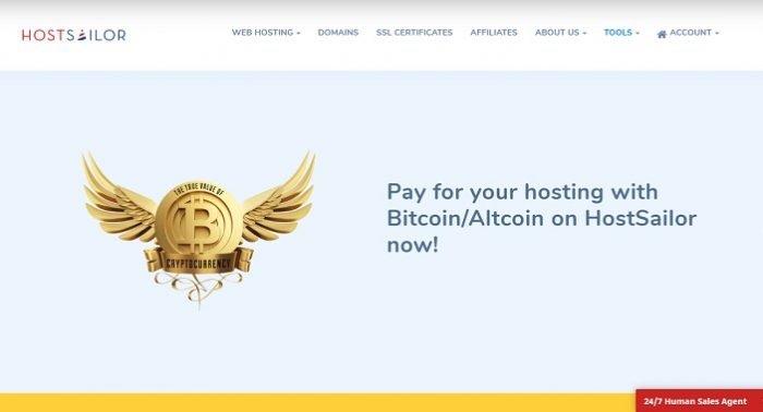 Buy VPS With Bitcoin: The Top 10 List hostsailor homepage screenshot
